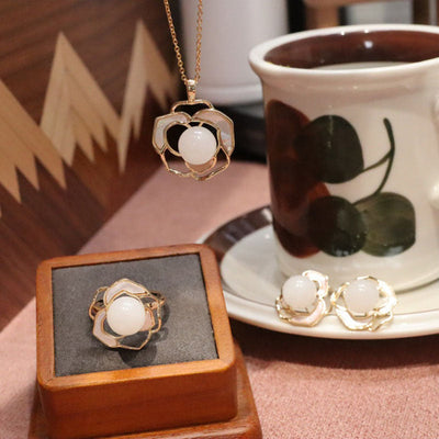 Camellia Natural Fritillaria Earrings or Necklaces or Rings