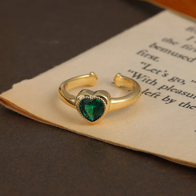 Heart Shape Natural Crystal Ring