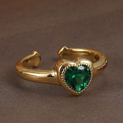 Heart Shape Natural Crystal Ring