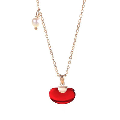 Acacia Red Bean Natural Agate Necklace