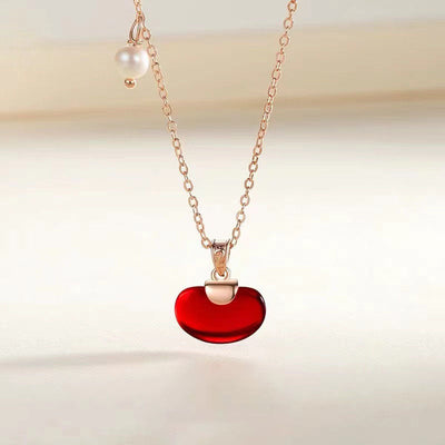 Acacia Red Bean Natural Agate Necklace