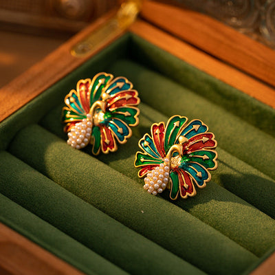 Peacock Natural Freshwater Pearl Earrings
