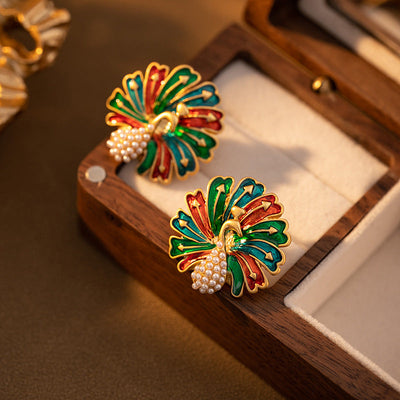 Peacock Natural Freshwater Pearl Earrings