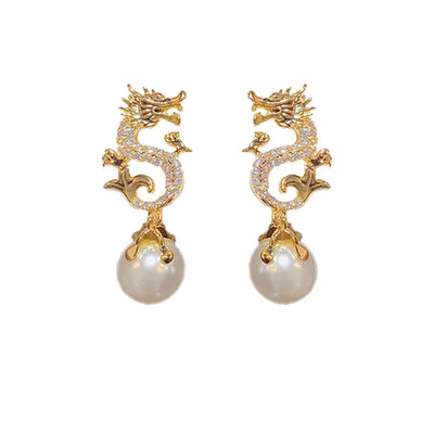 Dragon Natural Freshwater Pearl Earrings