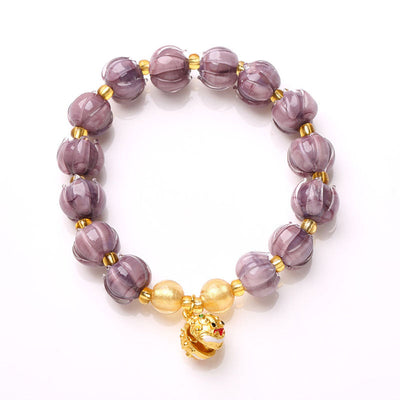 Purple lily of the valley flower lion bell bracelet