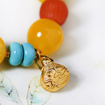 Gold Swallowing Beast Natural Beeswax Bracelet