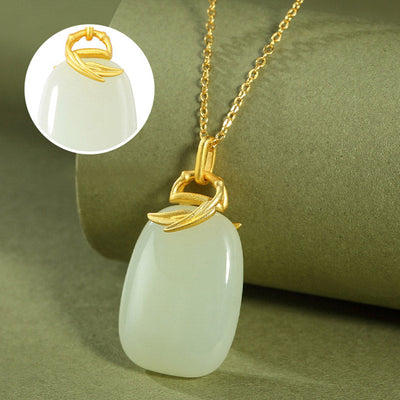 Bamboo Natural Emerald Jade Stone Necklace