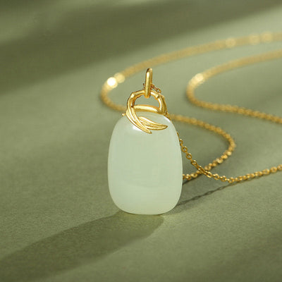Bamboo Natural Emerald Jade Stone Necklace