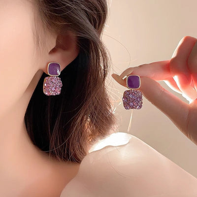 Diamond-Filled Square Earrings