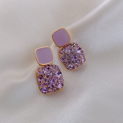 Diamond-Filled Square Earrings