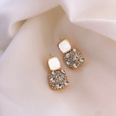 Diamond-Filled Square Earrings