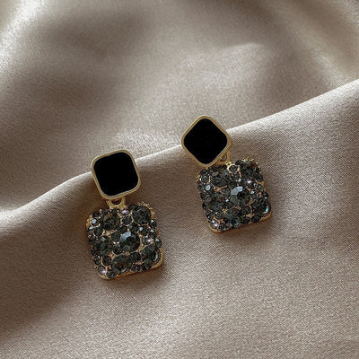 Diamond-Filled Square Earrings