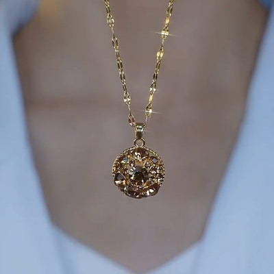 Disc natural crystal necklace