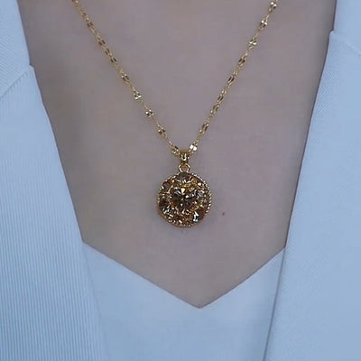 Disc natural crystal necklace