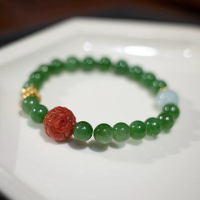 Lucky cube Natural Emerald Jade Stone bracelet