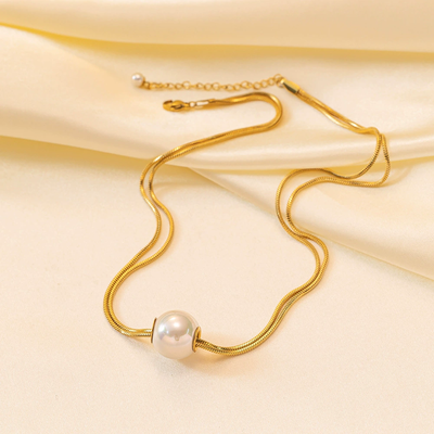 Double chain natural freshwater pearl necklace