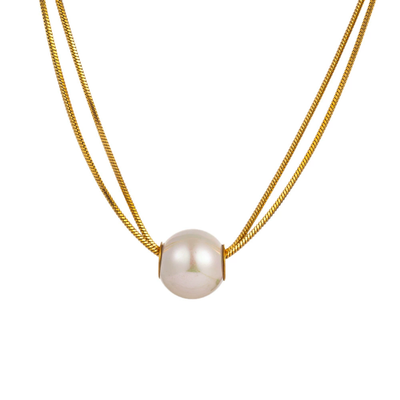 Double chain natural freshwater pearl necklace