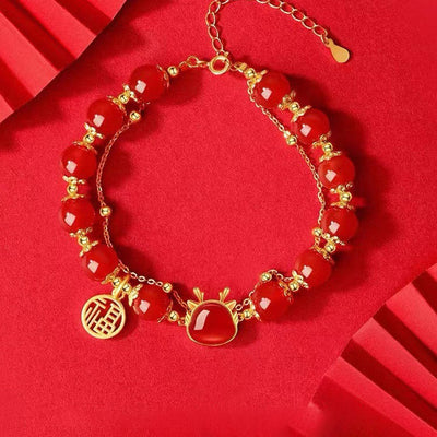 Dragon and Transfer Beads Natural Agate Bracelet or Necklace