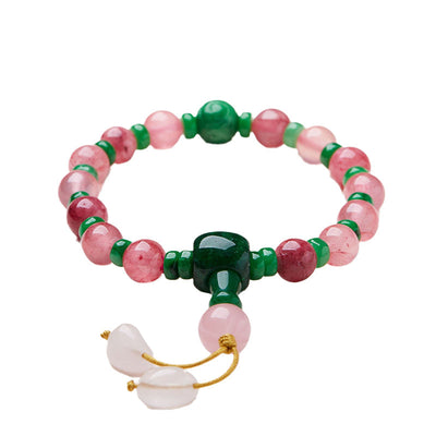 Jade pendant pink natural agate bracelet