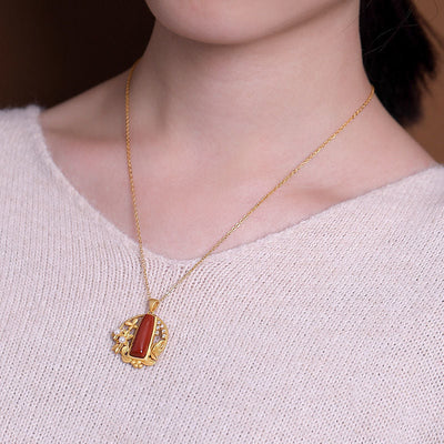 Plum Blossom•Emerald Jade Stone Pendant Necklace