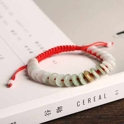 Lucky Clasp • Emerald Jade stone Braided Rope Bracelet