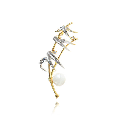 Golden Bamboo Natural Freshwater Pearl Brooch