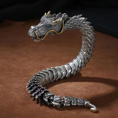 Dazzling Silver Dragon Head Bracelet