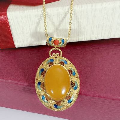 Water drop natural beeswax necklace