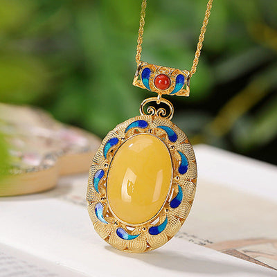Water drop natural beeswax necklace