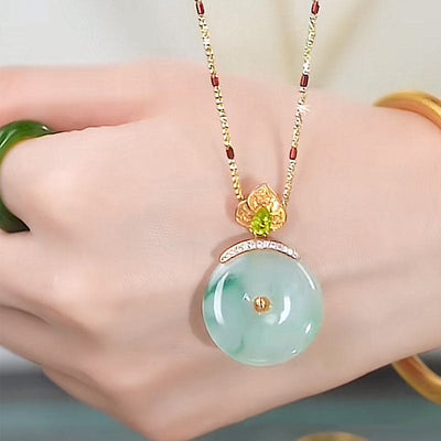 Gradual color peace buckle pendant necklace