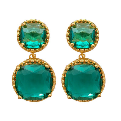Rounded Corner Natural Crystal Earrings