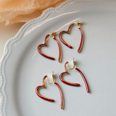 Heart enamel earrings