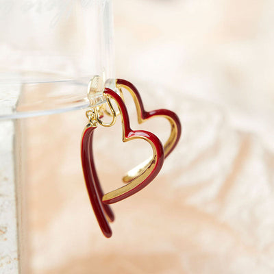 Heart enamel earrings