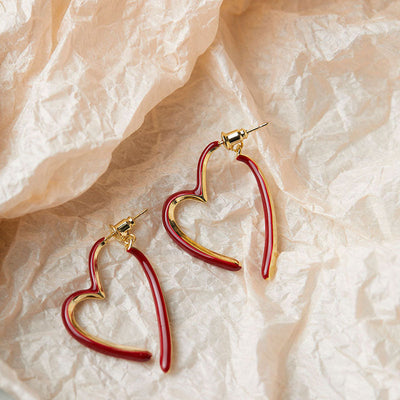 Heart enamel earrings