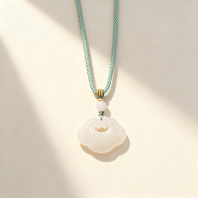 Cloud White Jade Pendant Necklace