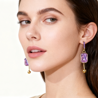 18K Gold Crystal Earrings