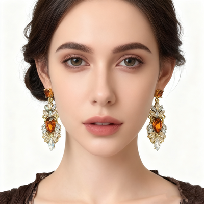 18K Gold Multicolor Crystal Earrings