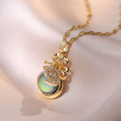 Money Bag Natural Cat's Eye Necklace