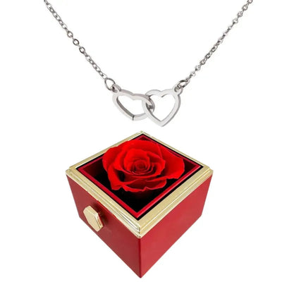 Two Hearts Customized Necklace Rose Gift Box