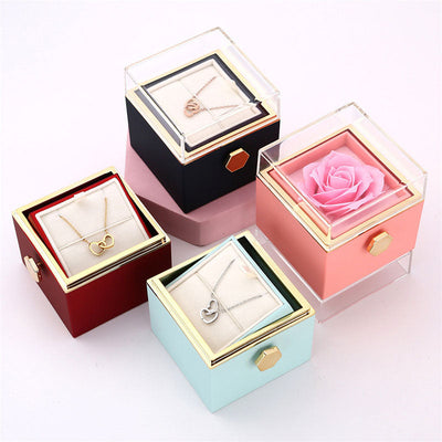 Two Hearts Customized Necklace Rose Gift Box