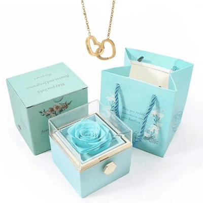 Two Hearts Customized Necklace Rose Gift Box