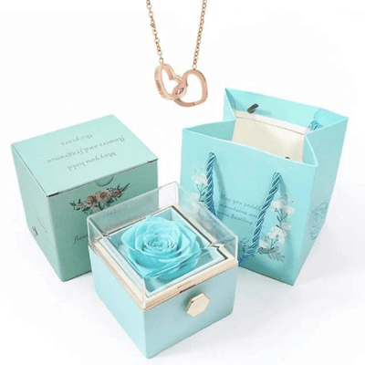 Two Hearts Customized Necklace Rose Gift Box