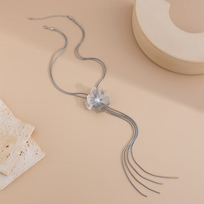 Natural Freshwater Pearl Brushed Flower Necklace
