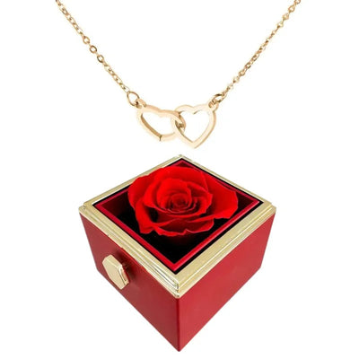 Two Hearts Customized Necklace Rose Gift Box