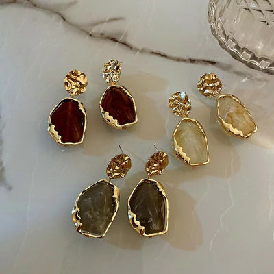Geometric style natural agate earrings