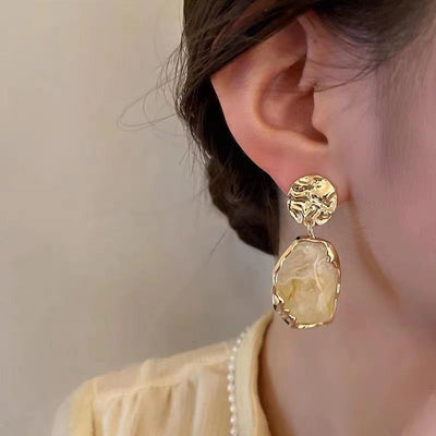 Geometric style natural agate earrings
