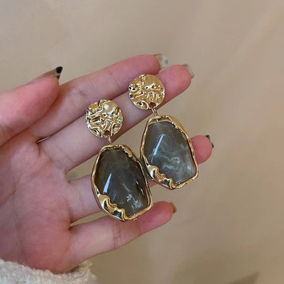Geometric style natural agate earrings