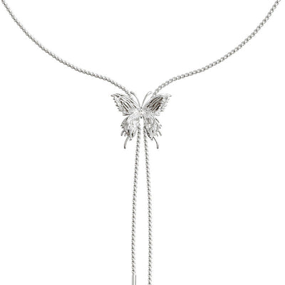 Silver Tassel Butterfly Necklace
