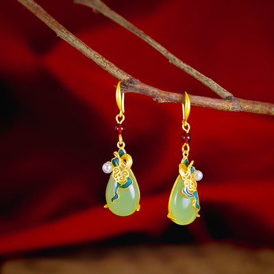Water drop gold inlaid jade Natural Emerald Jade Stone necklace
