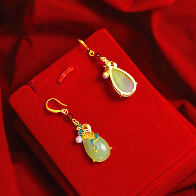 Water drop gold inlaid jade Natural Emerald Jade Stone necklace